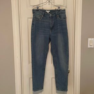 H&M high waisted blue mom jeans, ankle length size 10, never worn